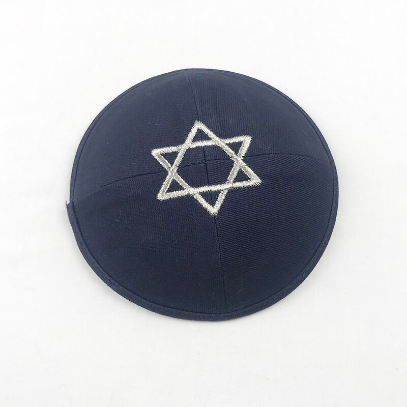stjerne av david kippot kippa kippah kipa 15cm bomull jødisk yarmulke luer lue hodeskalle lokk: 2 marineblå