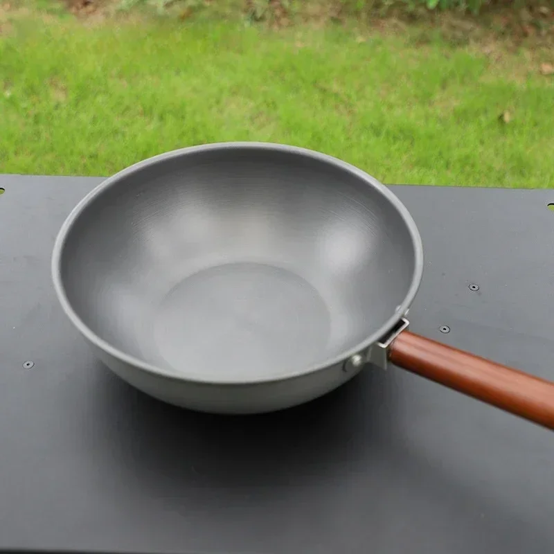 Outdoor Koekenpan Aluminium Antiaanbakpan Met Opklapbaar Handvat Camping Lichtgewicht Draagbare Picknick Reizen Wandelen Wok
