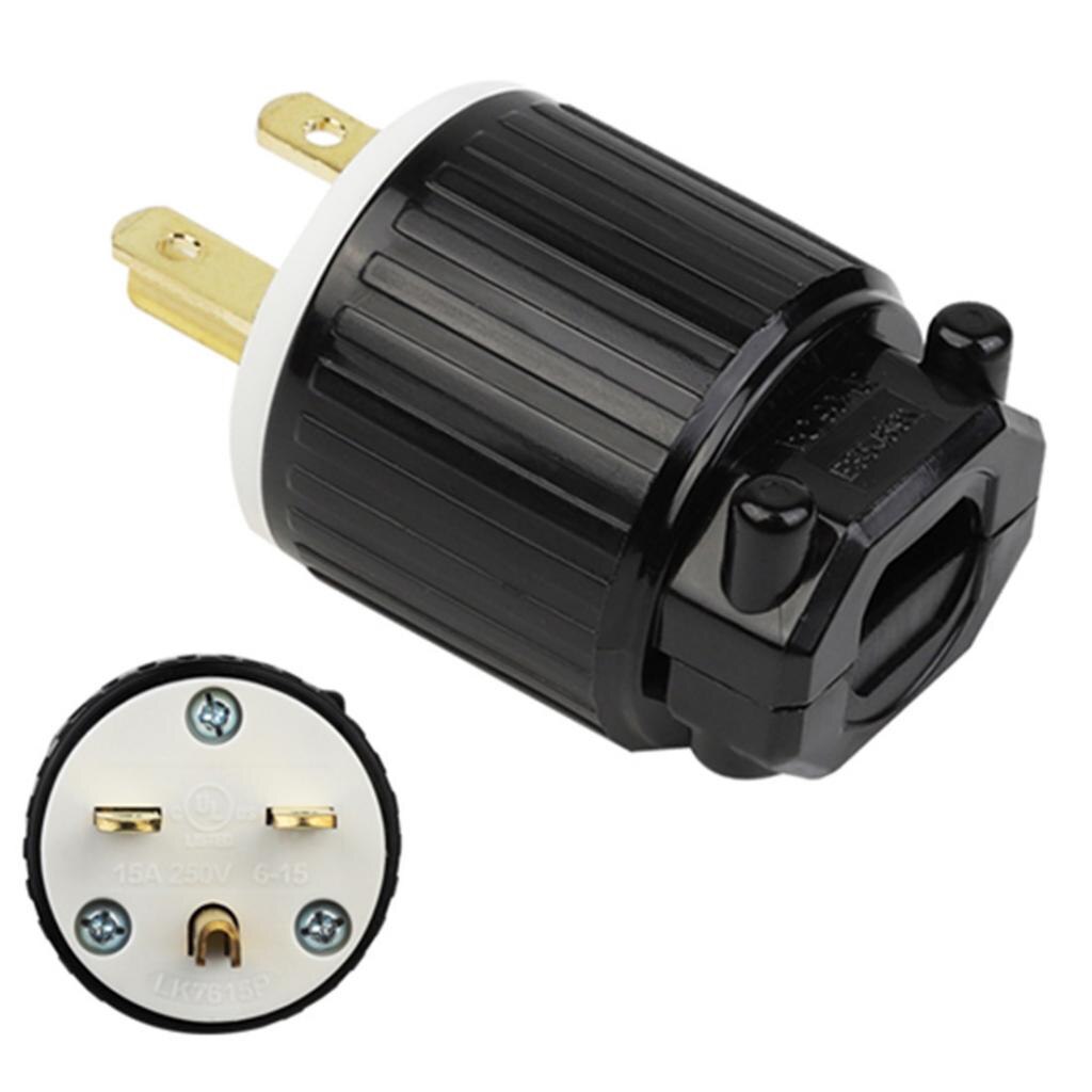 NEMA LK7615P 6-15P Grounding Locking Plug, 15A 250V AC, 2 Pole 3 Wire