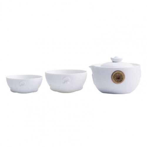 Ox Year Ceramic Teapoter Tea Cups Set Home Travel Office Drinkware: White