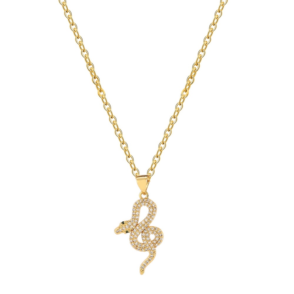 Rainbow CZ snake Gold Necklace For Women Zirconia snake Pendant Long adjustable Chain women's Necklace Charm Jewelry: snake12