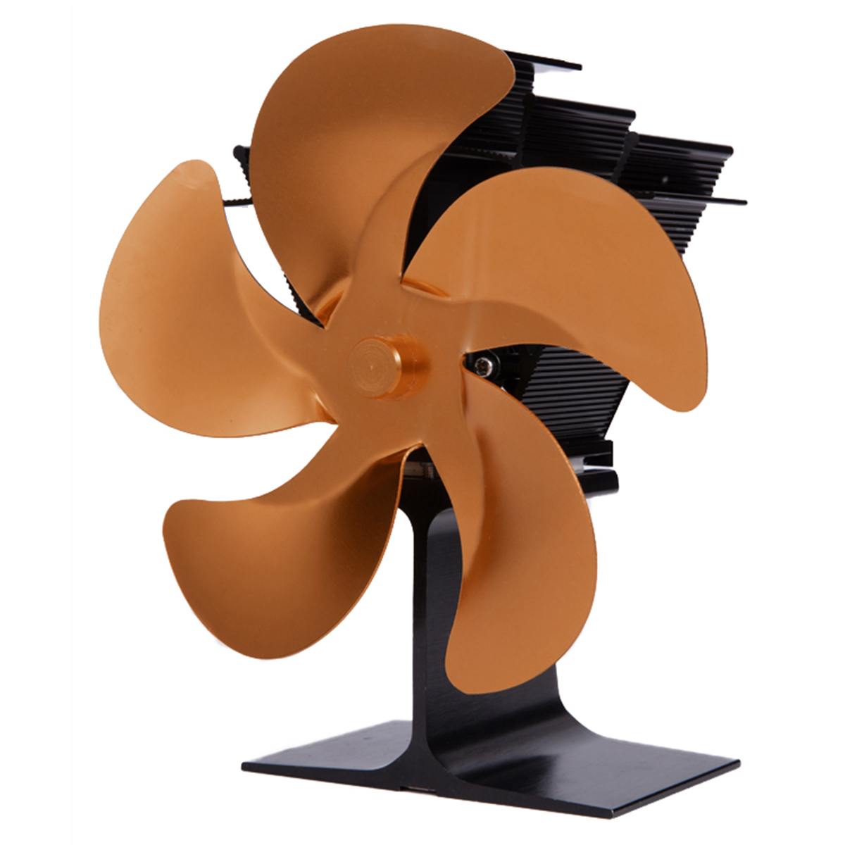 Automática 5 cuchillas estufa de calor con ventilador Eco ventilador para hogar quemador de madera silencioso ahorro de energía hogar distribución eficiente del calor: Bronze