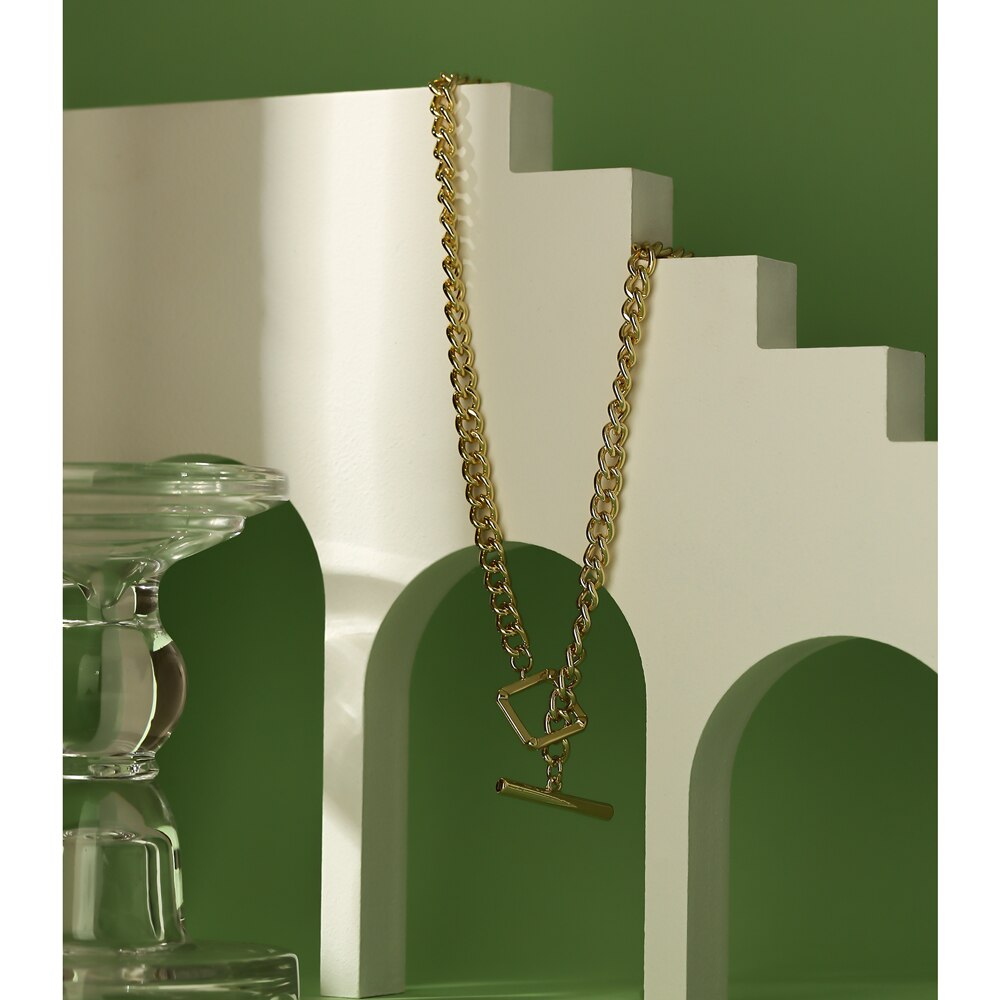 Yhpup Charme Metall Verknüpfung Kette Halskette einstellen für Frauen collane donna Goldene aussage Schmuck Halsband Halskette бижутерия