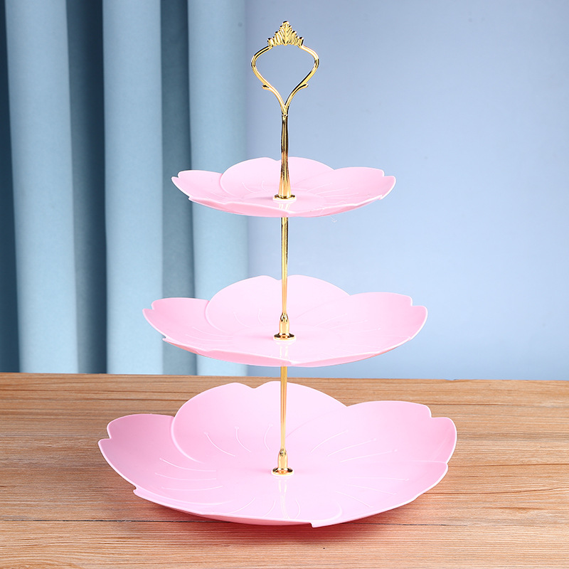 Detachable Cake Stand European Style 3 Tier Pastry Cupcake Fruit Plate Serving Dessert Holder Wedding Party Home Decor: 8Ying Pink Gold