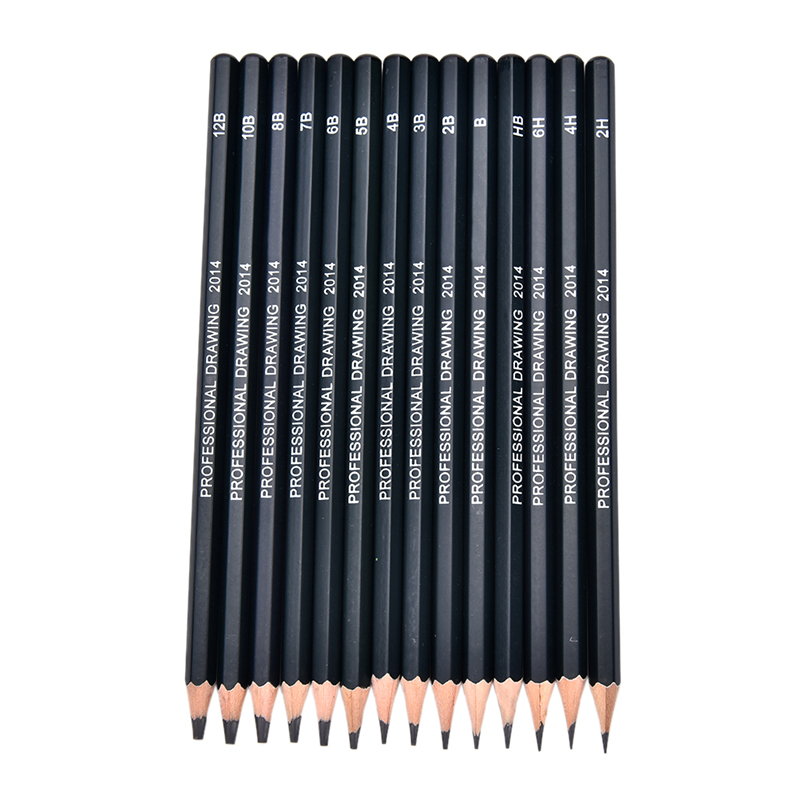 14 Pcs/set Sketch and Drawing Writing Pencil Stationery Supplies 1B 2B 3B 4B 5B 6B 7B 8B 10B 12B HB Pencil: 14 pcs