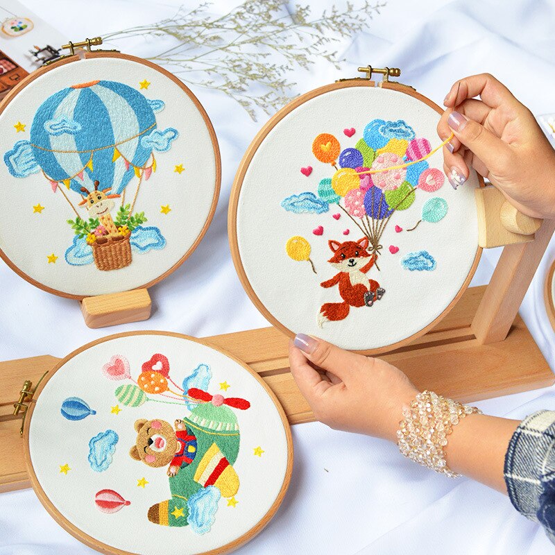 TQQT Doe-het-zelf kussen tapijt vloermat tapijt latch haak kits bank stoelbekleding hand handwerk cartoon ronde haken baby kinderen cadeau 50 x 50 cm (DDX05