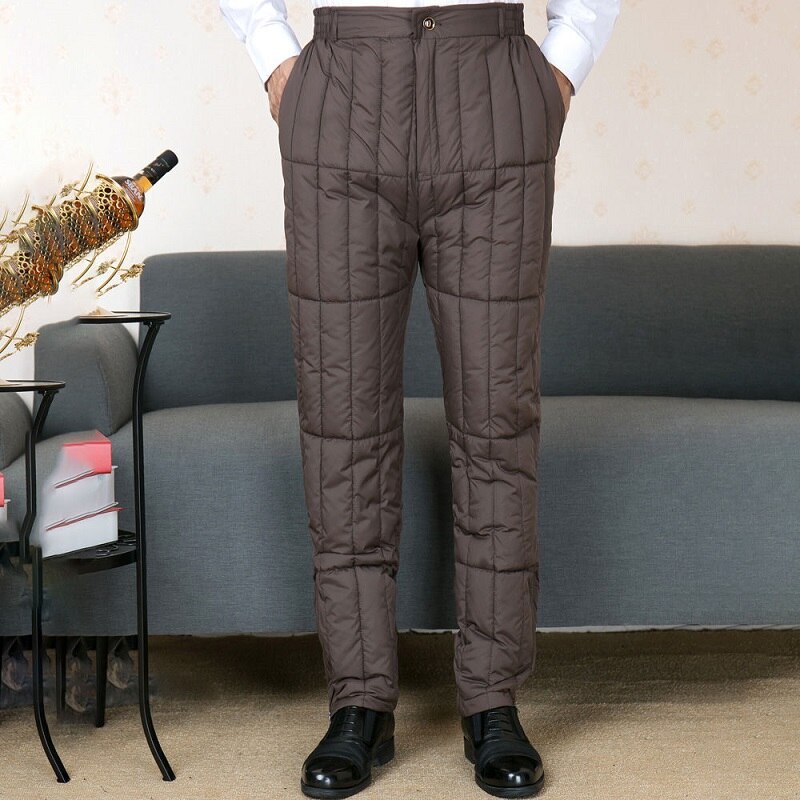 Winter heren broek katoenen dons warme broek dikke casual broek waterdichte koudebestendige donsbroek papa plus maat 7xl