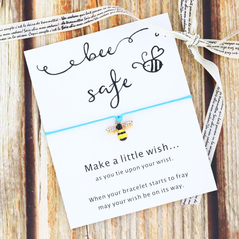 Bee Safe Wish Bracelet Cute Bee Charm Lucky Red String Bracelet Bee Jewelry for Women Men Friendship Bracelet Motivational