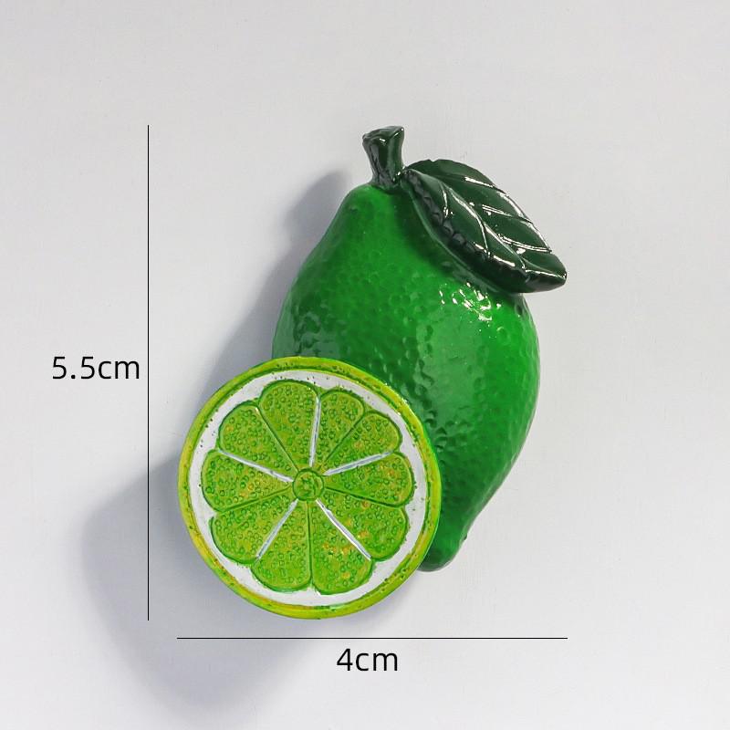 Imanes de nevera de frutas 3D, manzana Artificial, plátano, fresa, cereza, naranja, pegatina, decoración de puerta de nevera, imanes decorativos: Verde
