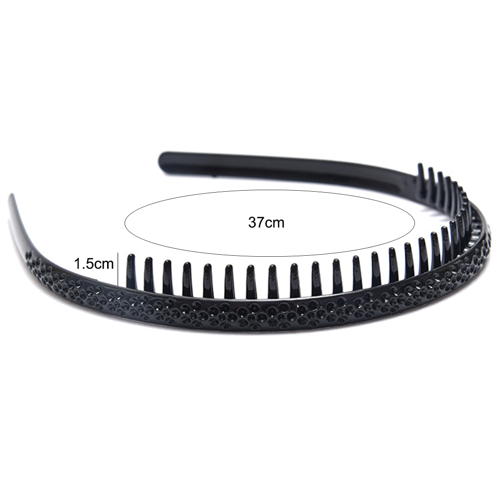 Serre-tête élastique en métal dur, 1 pièce, noir uni, extensible, fin, serre-tête, fermoir, peigne, couronne de dents: 4