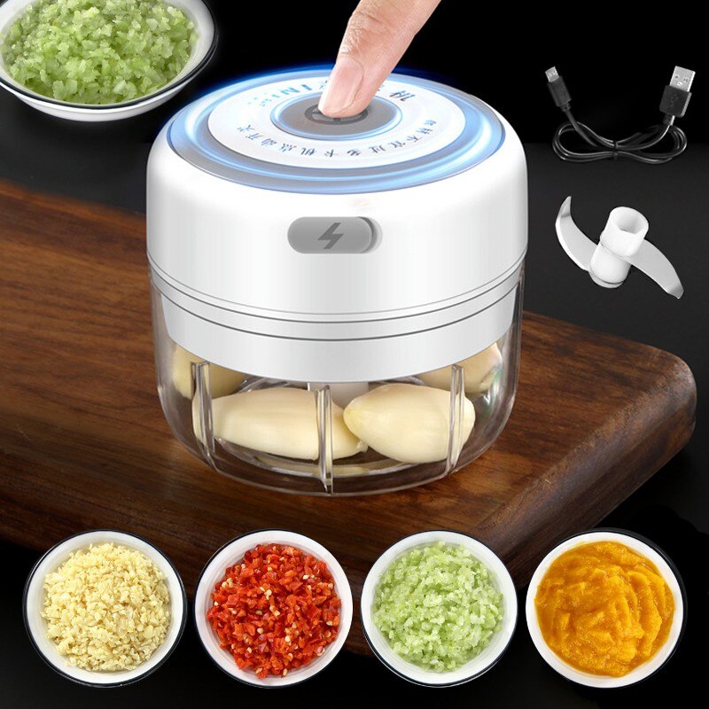 Elektrische Keuken Chopper Knoflook Stamper Vleesmolen Mini Voedsel Knoflook Groente Chili Chopper Crusher Oplaadbare Keukenmachine