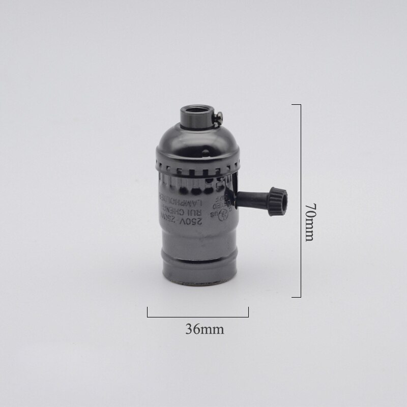 Vintage lampe sokkel montering  e27 fatninger base diy led lampe holder belysning tilbehør til lysekroner pære fatning: Sort med afbryder