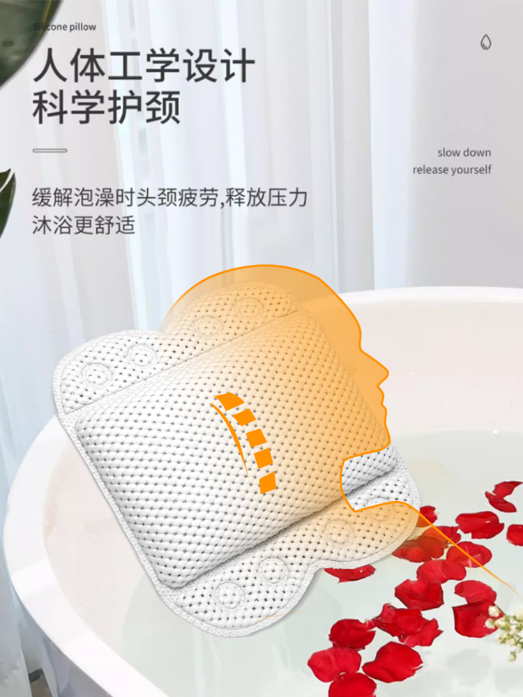 Badkuipkussen Badhoofdsteun Badkuipkussen Zacht badkamerkussen Home Spa Badkussen Jacuzzi-kussen Nekbescherming Antislip