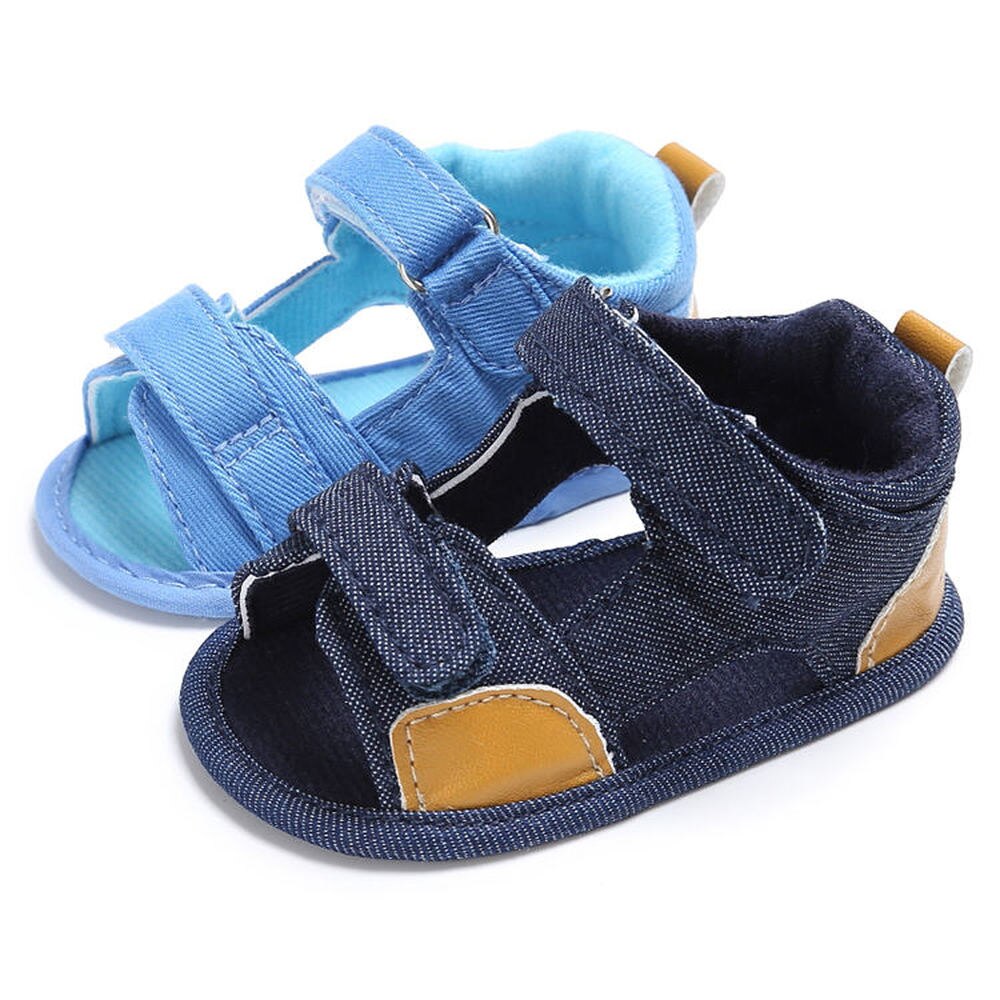 Baby Boy Sandals Girl Canvas Buckle Strap Solid Comfort Cotton Soft Anti-Slip Sole Toddler Prewalkers Crib Baby Shoes Sandals