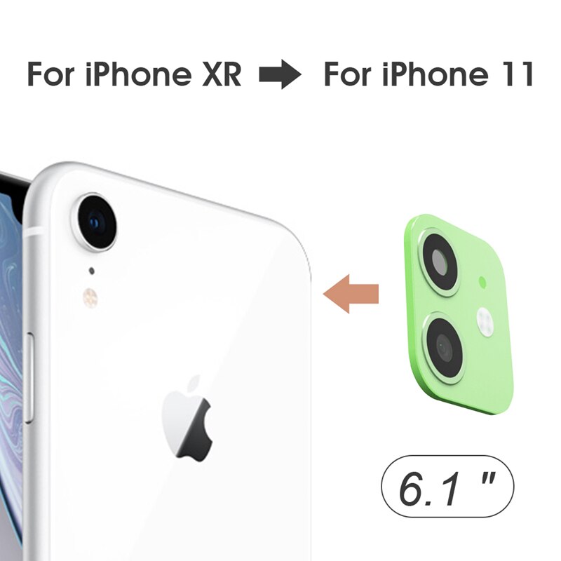 Para iPhone X XS Max XR XS Seconds cambio para iPhone 11 Pro Max pegatina de lente de cámara Protector de pantalla cambio para iPhone 11: Green / XR