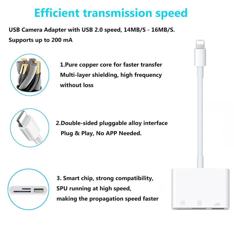 Otg Reader Voor Ios Naar Usb 3.0 Camera Adapter Mobiele Telefoon Accessoires Converter Voor Ipod Keyboard Ios 13 Connector