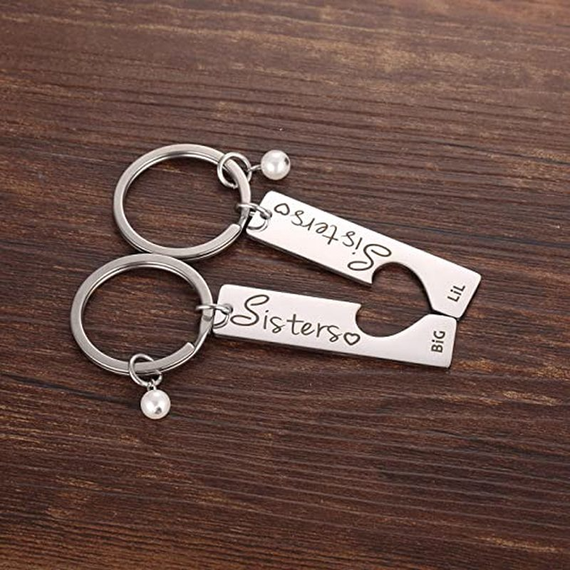 2PCS Zusters Grote Sis Lil Sis Sleutelhanger Van Zus Beste Vriend Sleutelhanger voor Meisjes Vrouwen Vrienden BFF Vriendschap