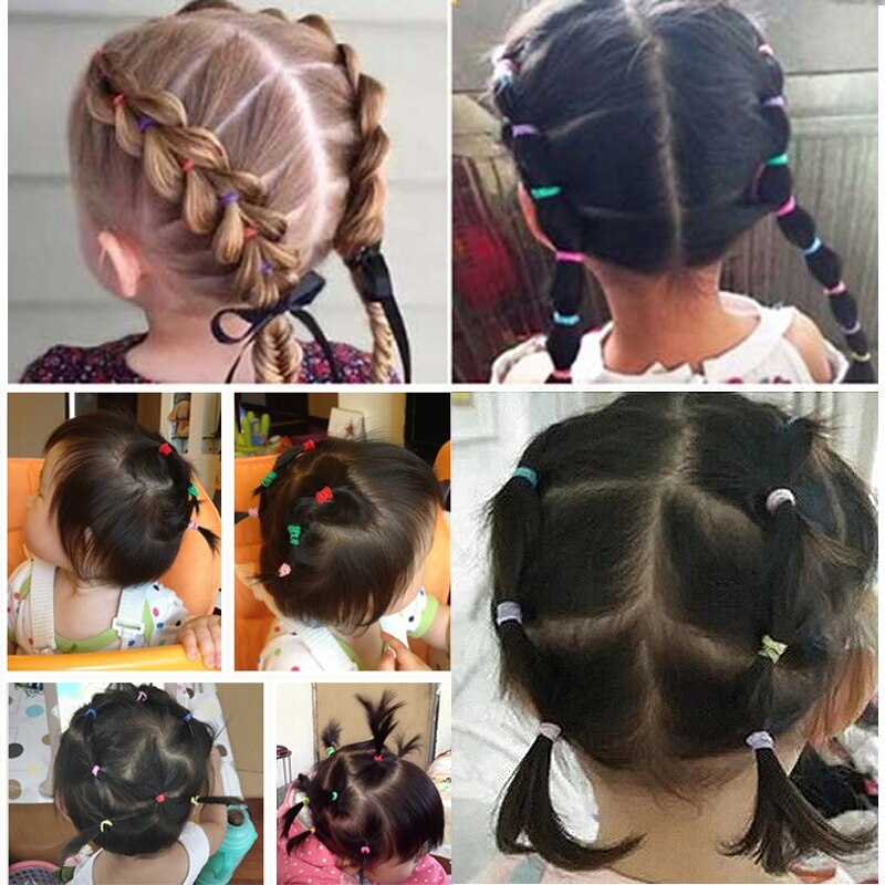 500 Stks/zak Kleurrijke Rubber Ring Meisjes Elastische Haarbanden Paardenstaart Houder Rubber Band Scrunchies Kinderen Haar Accessoires