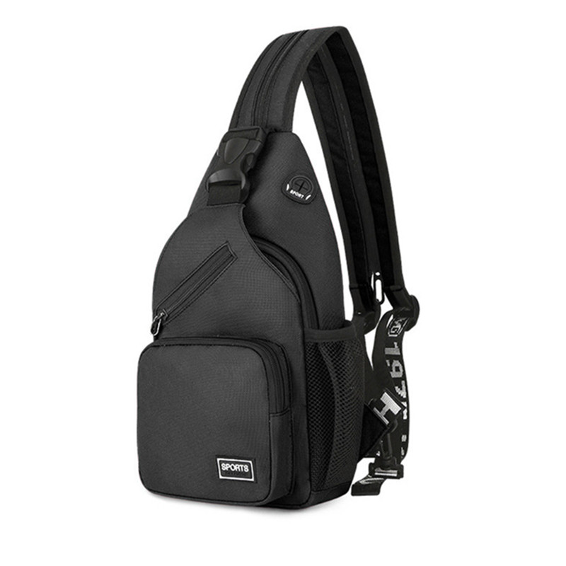 Polarshe Travel Heren Borstschoudertas Met Oortelefoongat Sportborsttas Crossbody Mini Dames Heuptas Multifunctionele rugzak: Black