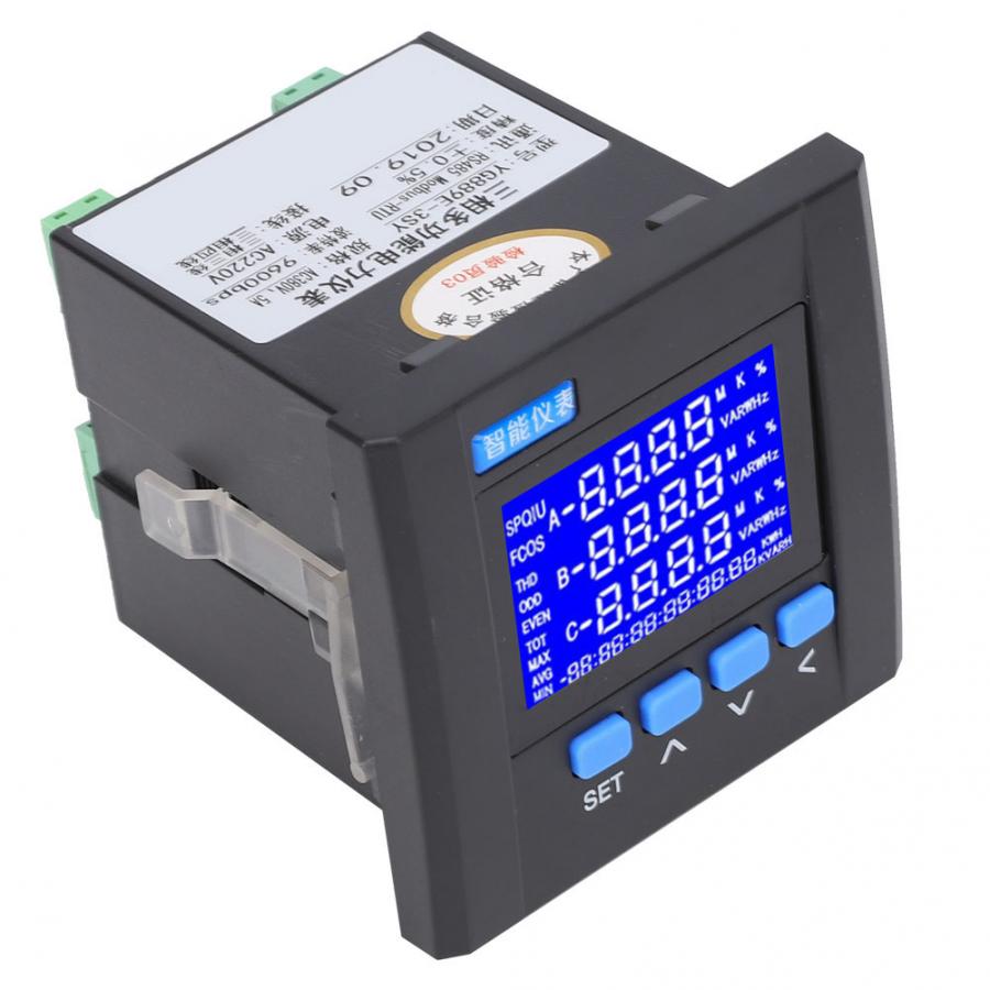 Wattmeter YG889E-3SY Multifunction 3-Phase Digital LCD Electric Current Voltage Power Energy Meter 220V