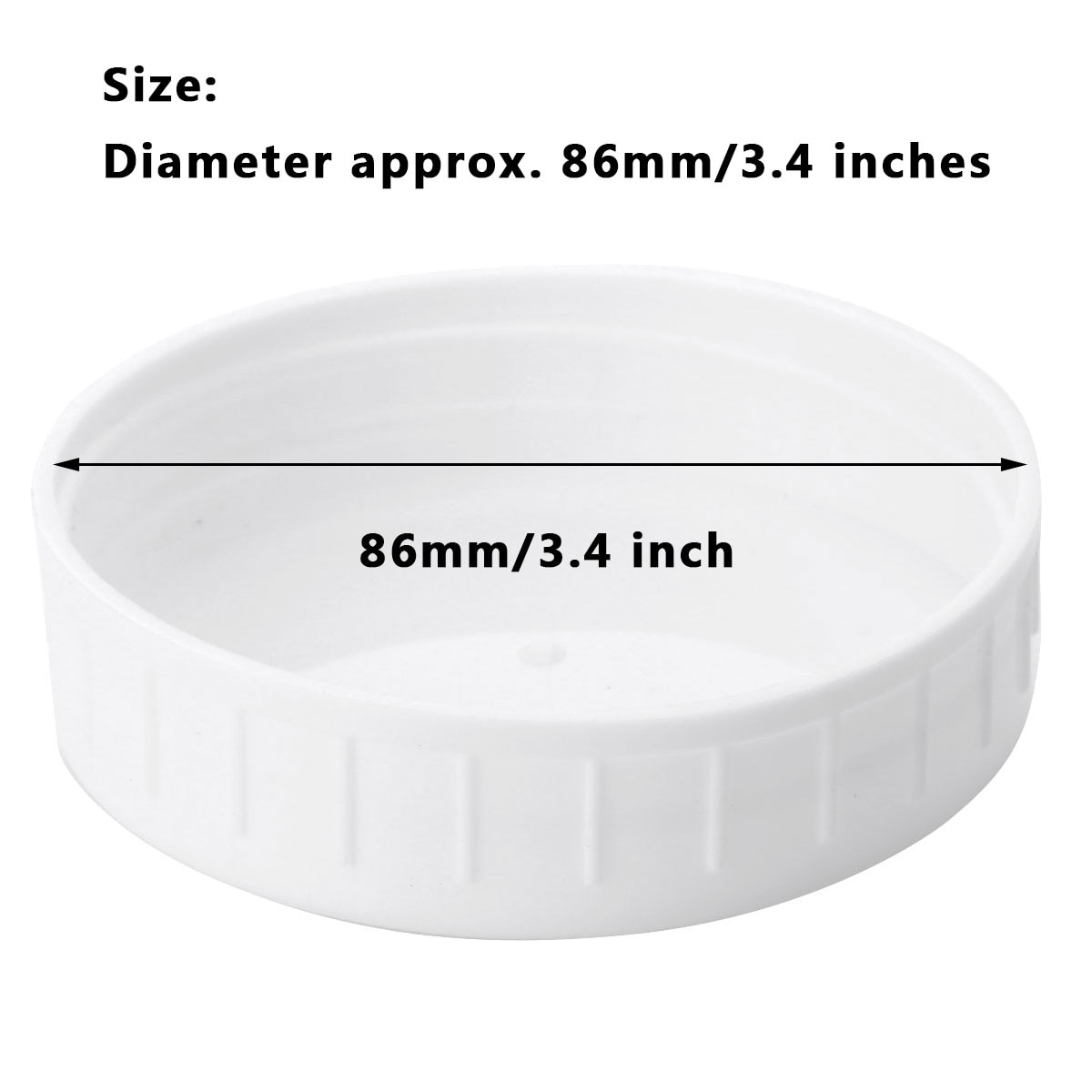 Tapas de plástico para tarros de masón, tapas acanaladas sin forro para almacenamiento, reemplazos para tarros de beber, 86mm, 10 unidades