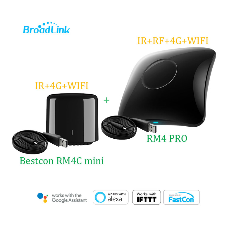 Broadlink RM4 Pro / RM4C Mini Universele IR RF Remote Control Afstandsbediening Compatibel Alexa Google Assistent For Ac: black
