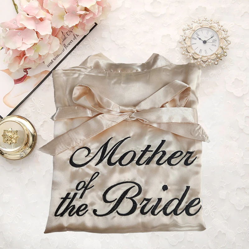 Bruid Bruidsmeisje Ochtend Kimono Badjas Jurk Borduurwerk Trouwjurk Zomer Dames Nachthemd Losse Satijnen Huiskleding: S / WHITE