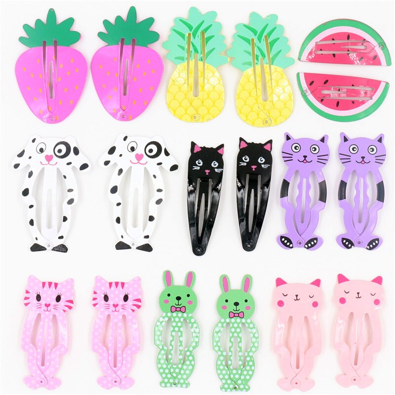 2-6 stks/set Leuke Cartoon Kinderen Haar Accessoires Hoofddeksels Ananas Fruit Dier Haarspelden Baby Snoep Kleur Regenboog Meisje Haar clips