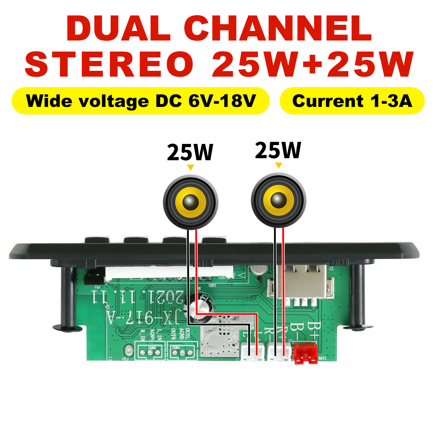 80W 50W Wzmacniacz Odtwarzacz MP3 Dekoder Płyta 12V 18V Bezprzewodowy Bluetooth 5.0 Car Audio USB TF FM Radio Nagrywanie Połączenie Dla Głośnika