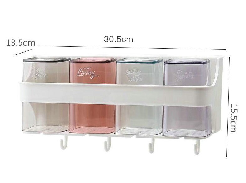 Punch-livre fixado na parede suporte de escova de dentes lavagem conjunto de copo da boca do banheiro copo escova de dentes do agregado familiar copo de creme dental squeezer rack