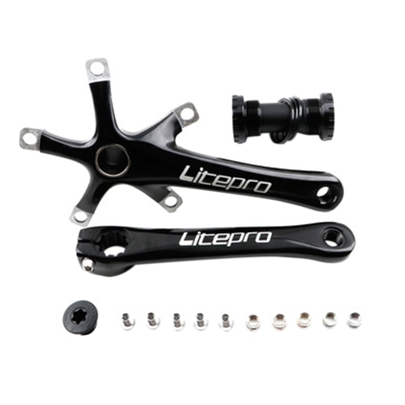 Litepro Bicycle Crankset - 170mm Crank Arm - 130BCD Chainring - Lightweight Aluminum Alloy for Brompton Folding Bike: Default Title