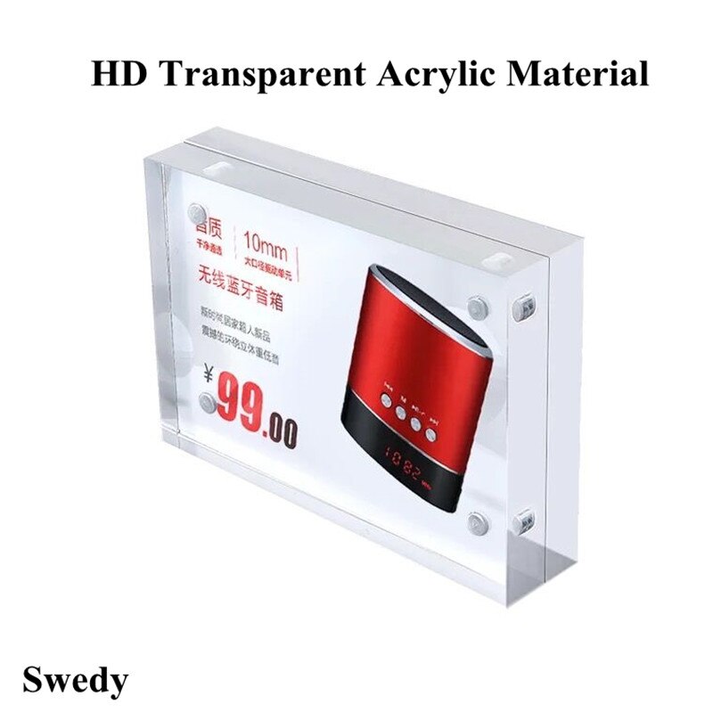 Tabletop Desktop Clear Acrylic Photo Picture Frame Display Document Certificate Artwork Decoration Magnetic Sign Holder Stand