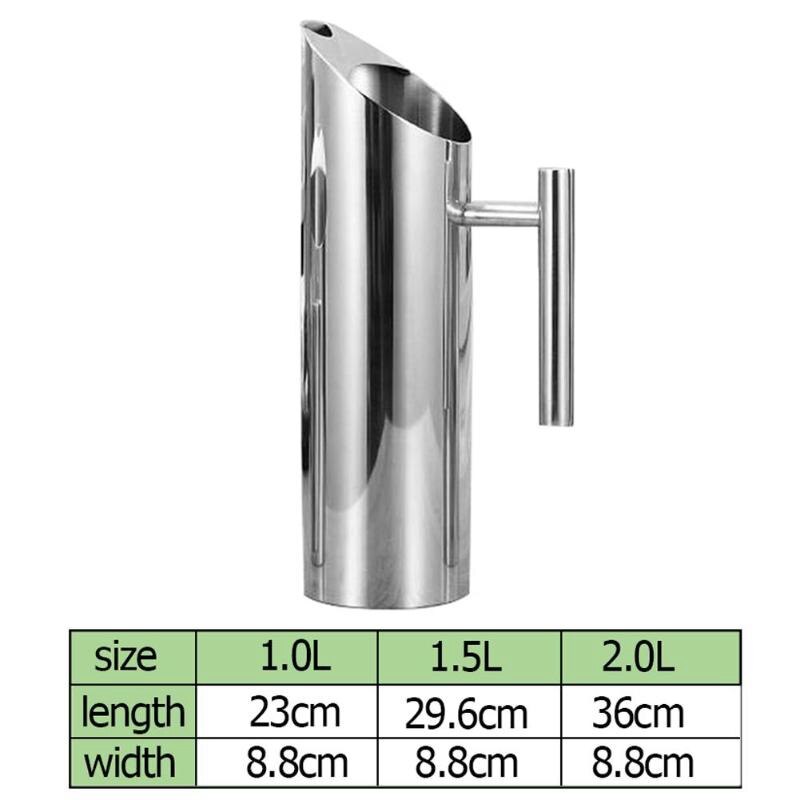 Stainless Steel Water Pitcher With Ice Guard Tea Pot Kettle Jug Cold Beverages Juice Pot Ktv Bar Accessories 1L