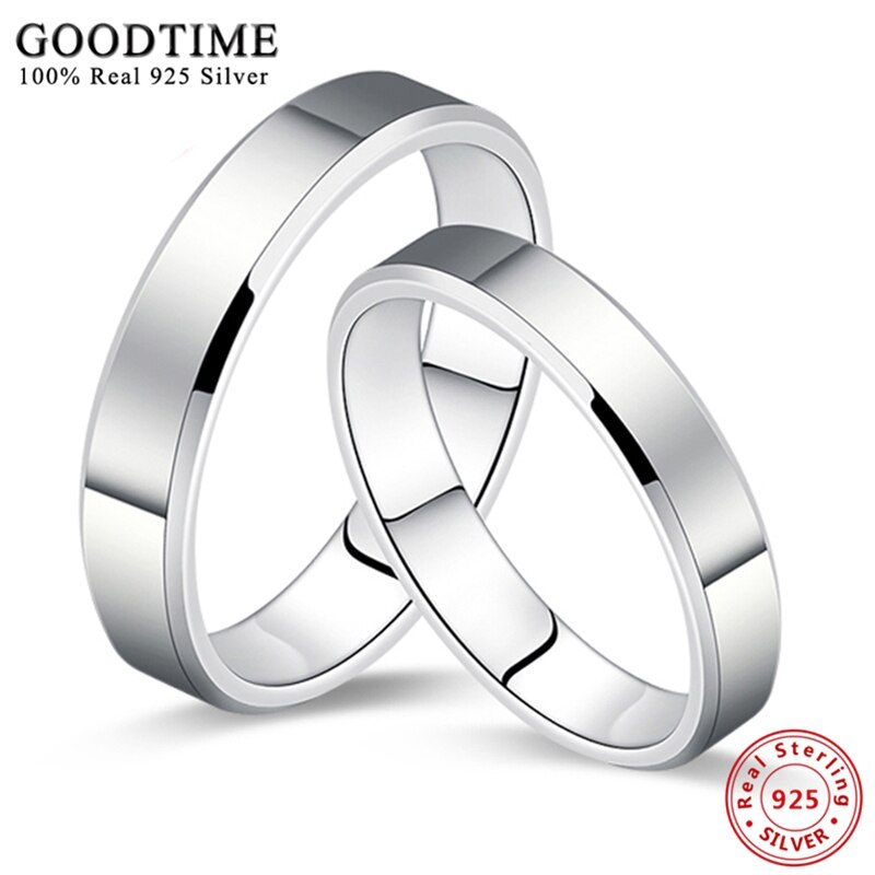 Reine 925 Sterling Silber Paar Ring Einfache Glatte Hochzeit Liebhaber Ring Schmuck Zubehör für Frauen Männer