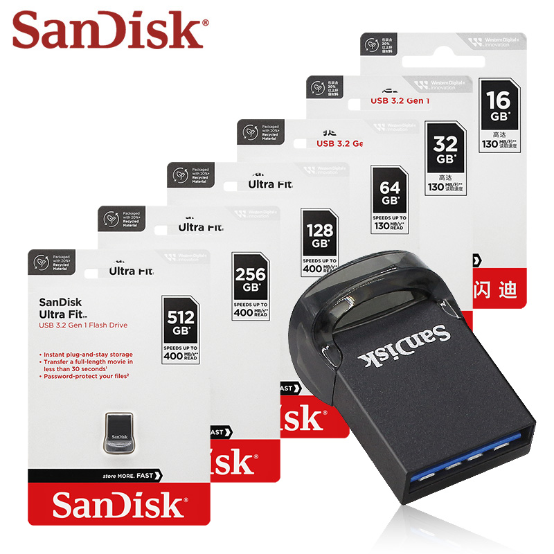 SanDisk Ultra Fit USB 3.2 Gen 1 Flash Drive mini flash pen drive Stick CZ430 Up to 400MB/s for Laptop Tablet PC TV Car