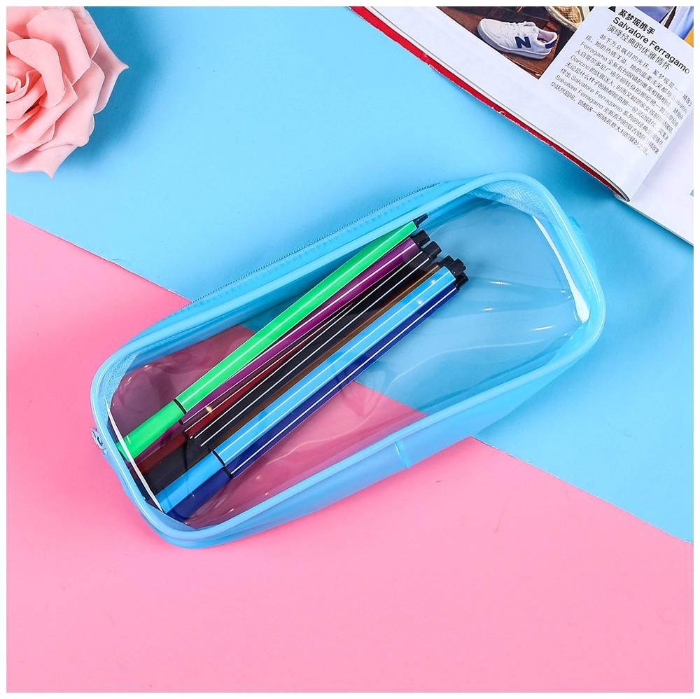 Simple Style Transparent PVC Pencil Case Korean Stationery School Office Supplies Pouch