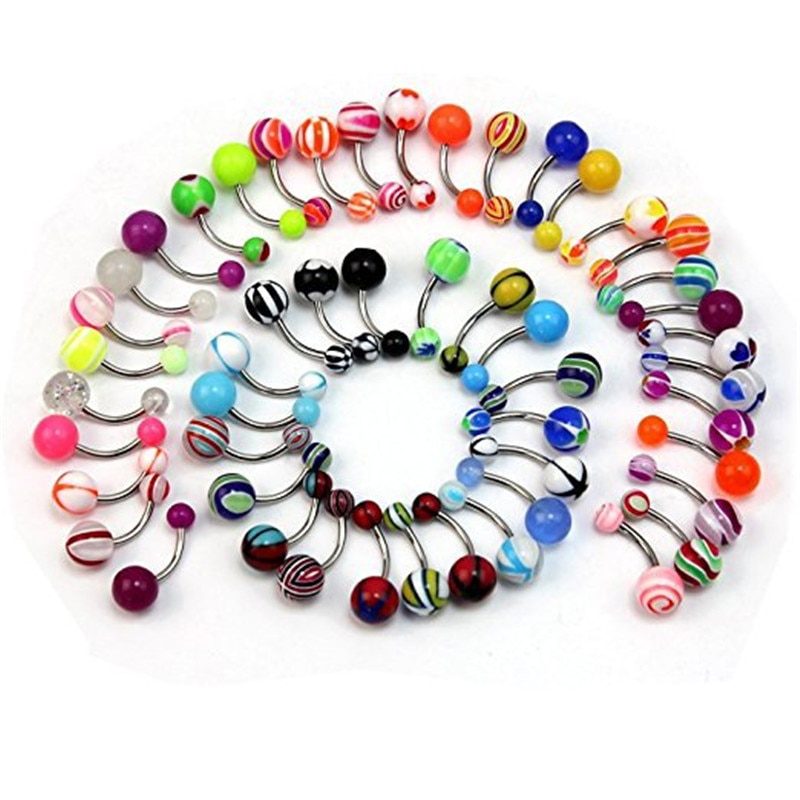 5/10/20Pcs Sexy Women's Mixed Color Belly Button Rings Navel Barbell Lip Piercing Ombligo Body Jewelry