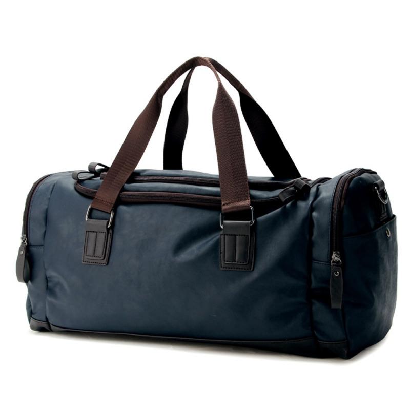 Heren Reizen Duffle Tassen Pu Leer Waterdicht Classic Sport Fitness Draagbare Grote Capaciteit Multifunctionele Schouder Reistassen: blue