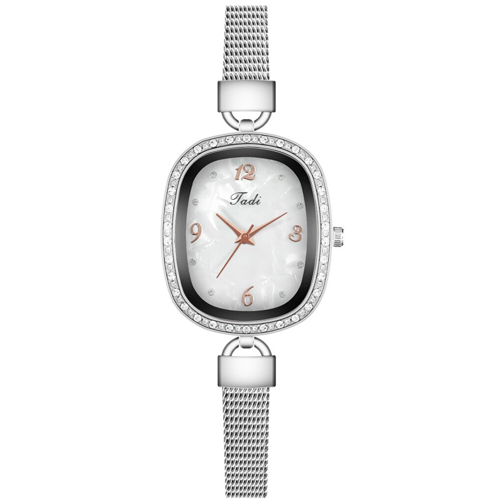 Reloj de pulsera con correa de malla plateada para Mujer, pulsera con esfera de diamante,: XR4609SL
