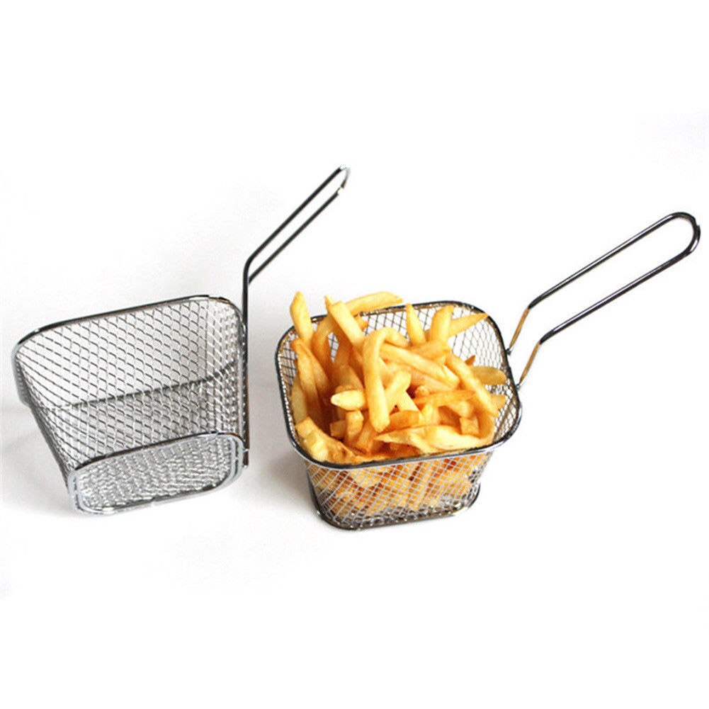 French Fries Basket Portable Stainless Steel Chips Mini Frying Basket Strainer Fryer Kitchen Cooking Chef Basket Colander Tool