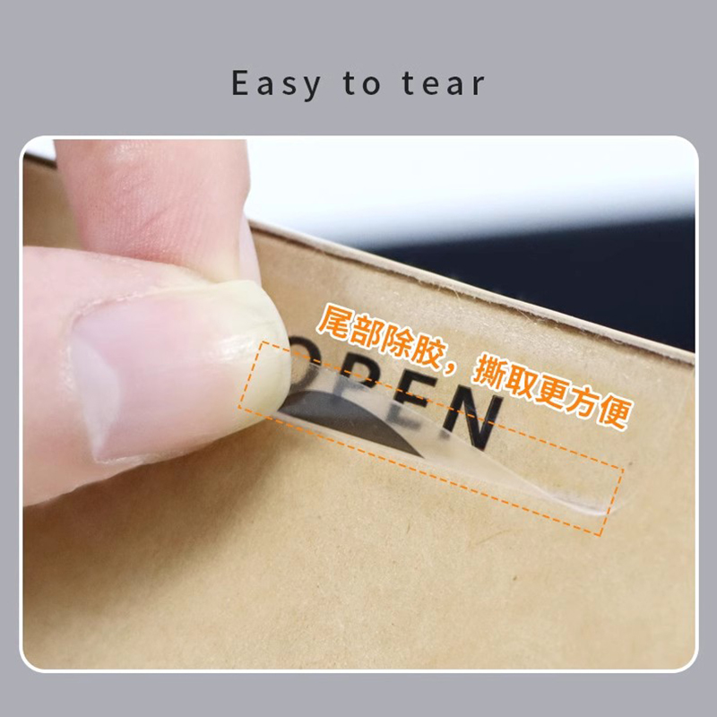 1000 stücke transparente selbst klebende Versiegelung aufkleber Geschäfts verpackungs etiketten verpackungs siegel öffnen Pfeile, sterben leicht abzureißen sind
