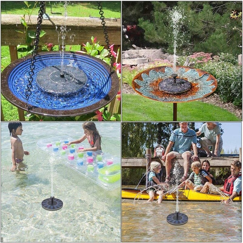 Mini Solar Powered Fountain Garden Pool Pond Solar Panel Floating Fountain Garden Decoration Water Fountain For Bird Bath