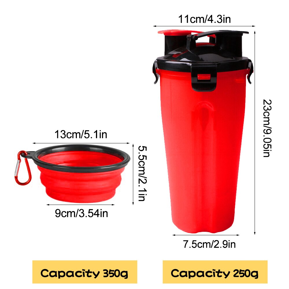 Matka lemmikkieläinten vesipullo koiran juoma-annostelija kulho 2 in 1 kannettava koiran muki 350ml/12oz vesi- ja 250g välipalaruokaastialle  #15: 9