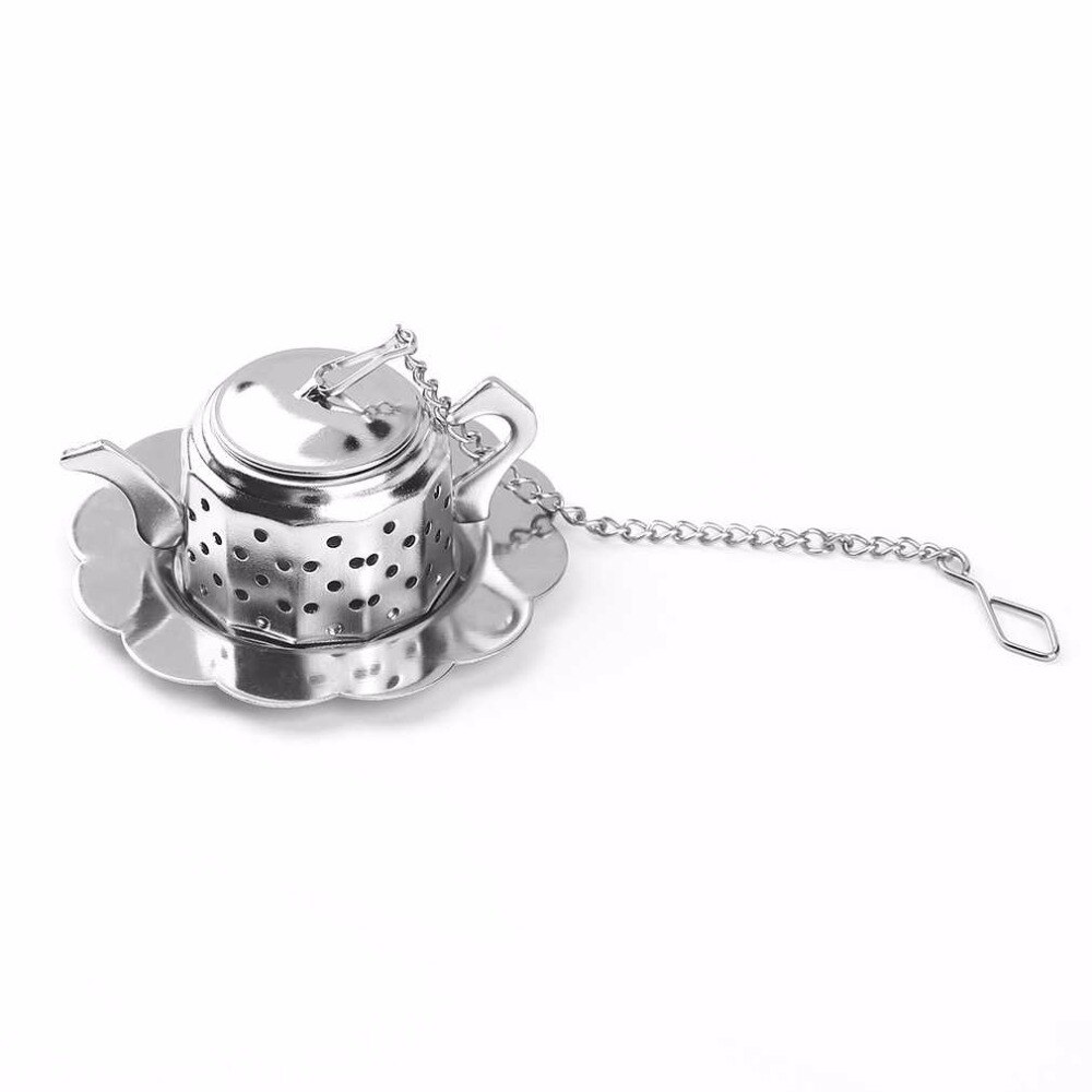 Praktische Leuke Duurzaam 304 Roestvrij Staal Theepot Thee Zetgroep Spice Drinken Zeef Kruiden Filter + Lade