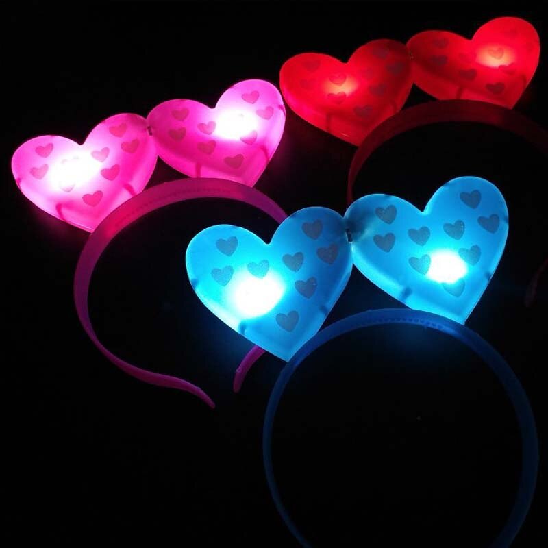 1pcs LED Blinking Heart Headband Luminous Light Headband Women Girl Wedding Glow Party