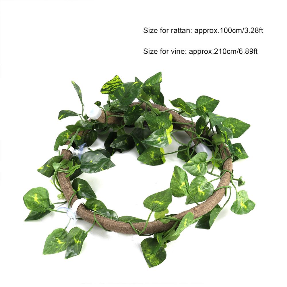 1Pc Vine Artificial Flocking Moss Rockery Aquarium Landscaping Reptile Climbing Branch Flexible Jungle 3.28ft Rattan