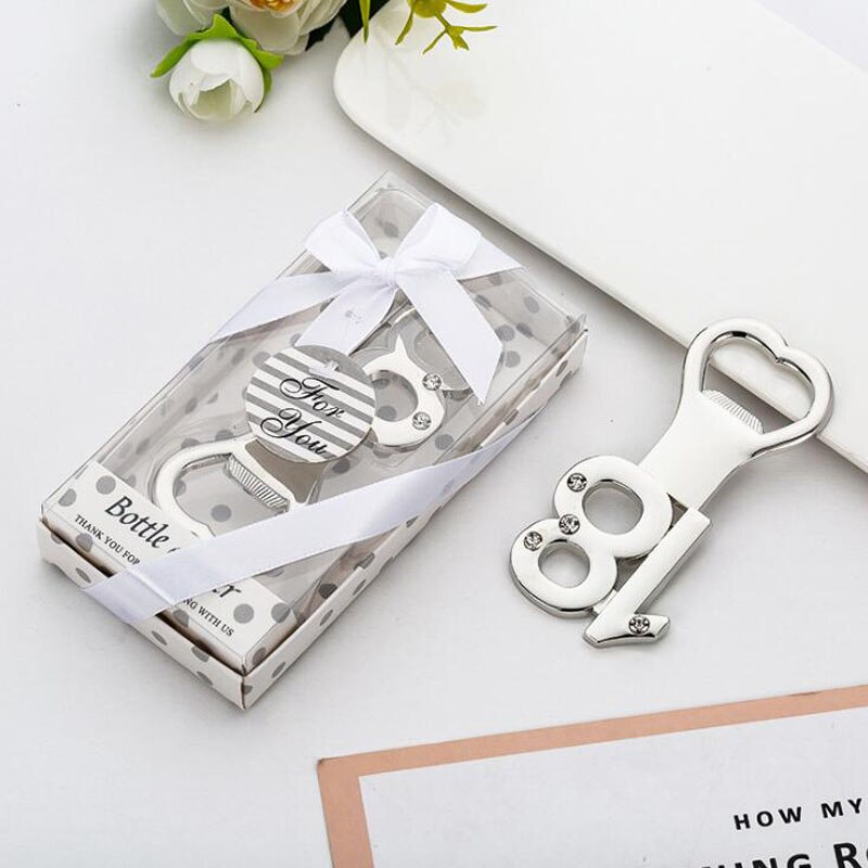 10pcs/lot Wedding Anniversary Party Favors Adult Ceremony Guest Giveaways Birthday Bottle Opener For Party: 18 silver
