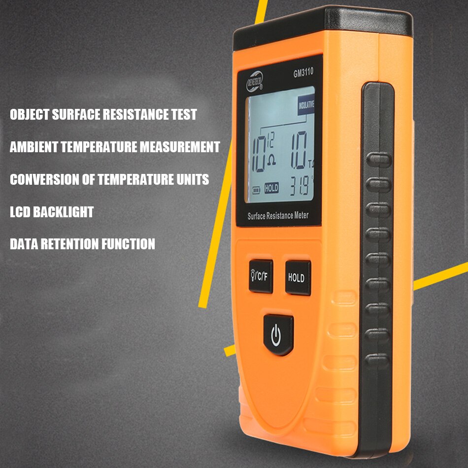 GM3110 Oppervlak Aarde Weerstand Tester Impedantie Statische Handheld Meter Statische Detector