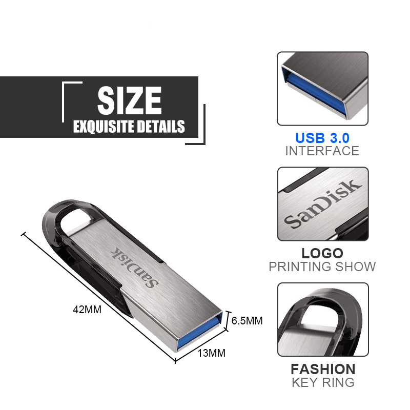 Genuine Ultra Flair USB 3.0 Flash Drive 64GB Flash Stick 128GB 256GB Pen Drive High Speed 32GB Memoria Key Metal U Disk