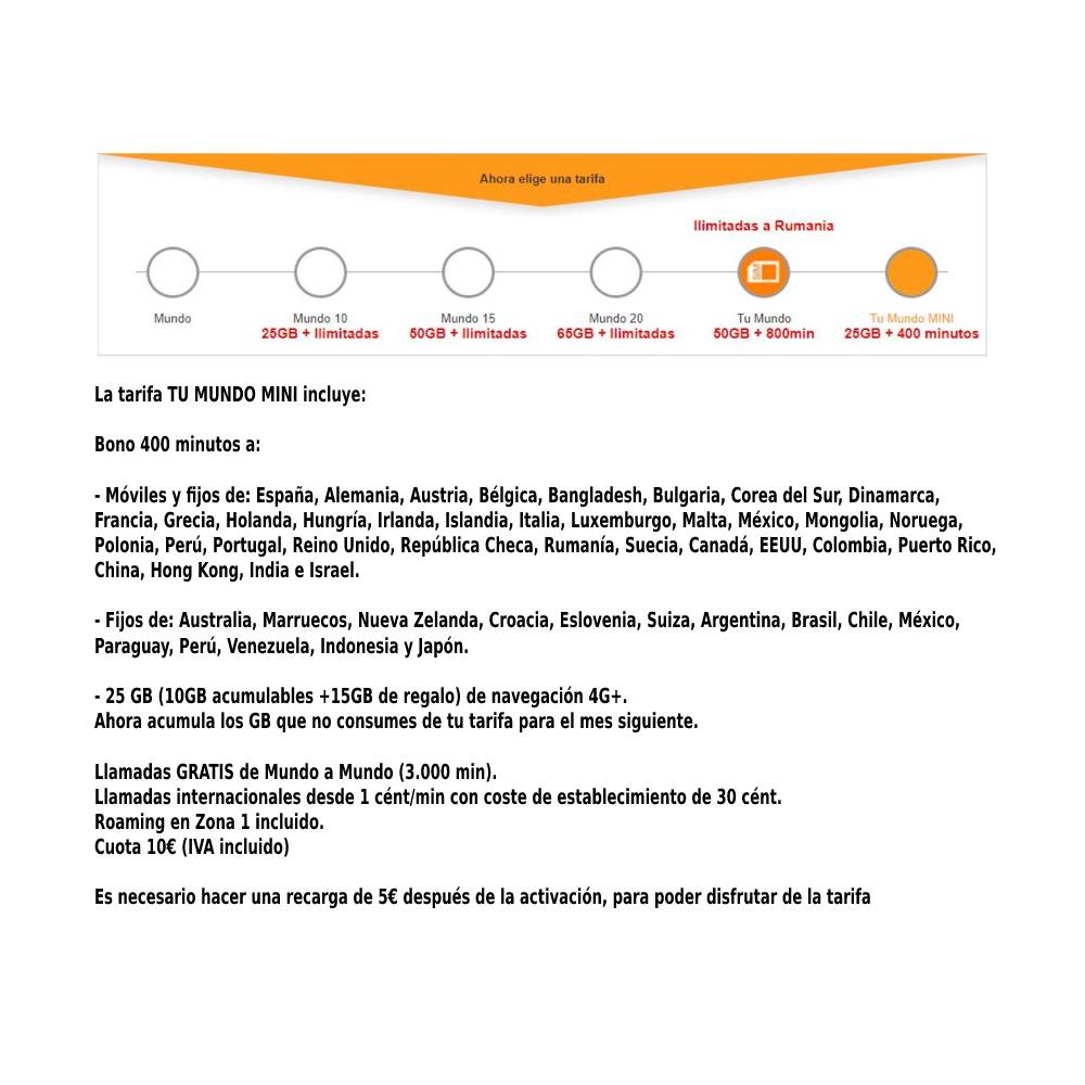 Tarjeta Sim Prepago Orange con 5€ de Saldo, Tarjeta SIM Micro Nano de Prepago, ORANGE MUNDO 5 ROAMING EUROPA INCLUÍDO, Activacion con Tus Datos.